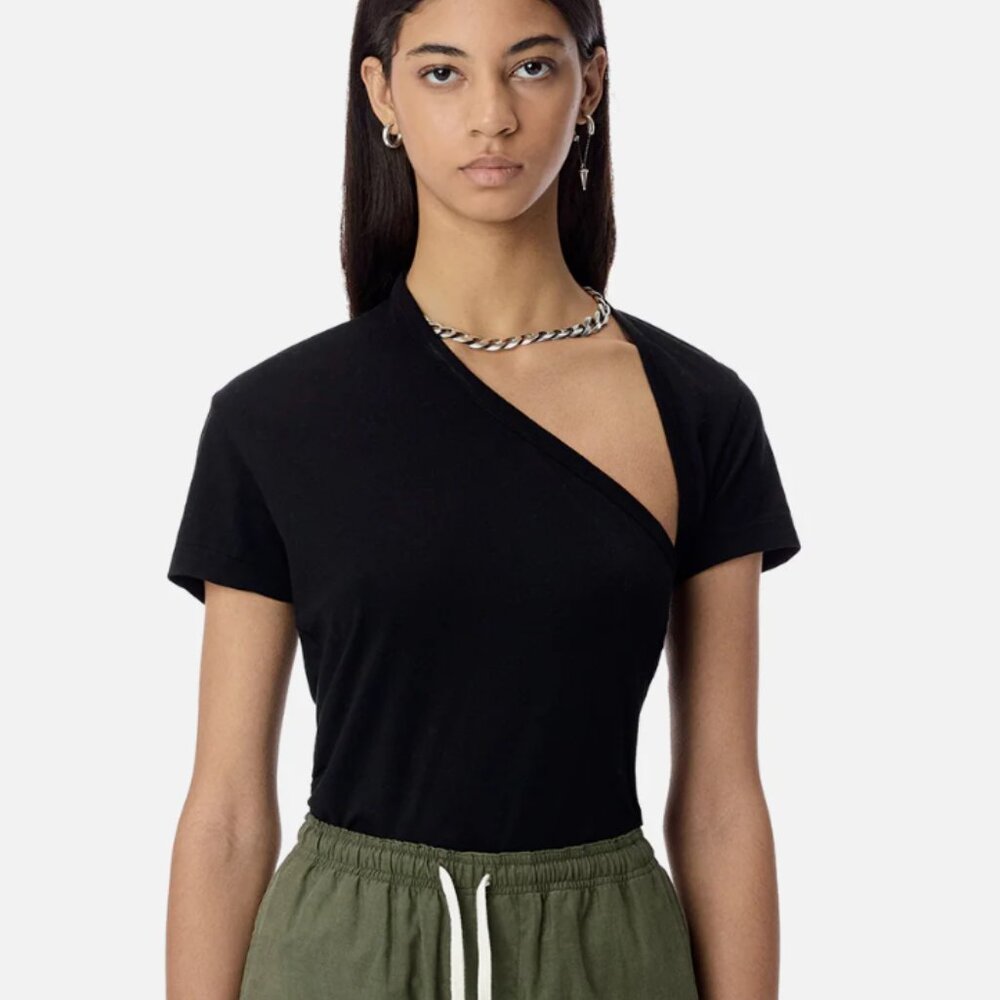 John Elliott SUPIMA ASYMMETRICAL TEE, Size Small